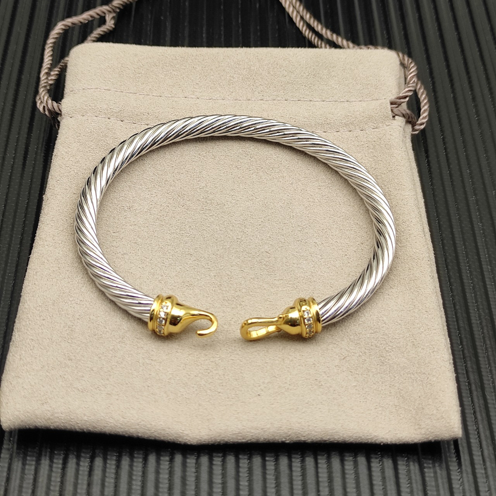 David Yurman 5mm Gold Rhinestone Hook Bracelet - Picture 2 of 7